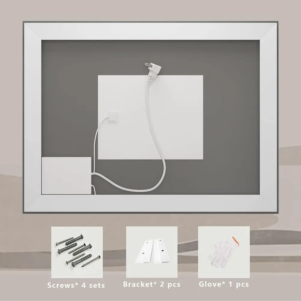 Miroir de courtoisie mural à intensité variable 40 x 30 LED avec fonctions antibuée et incassable, répertorié ETL