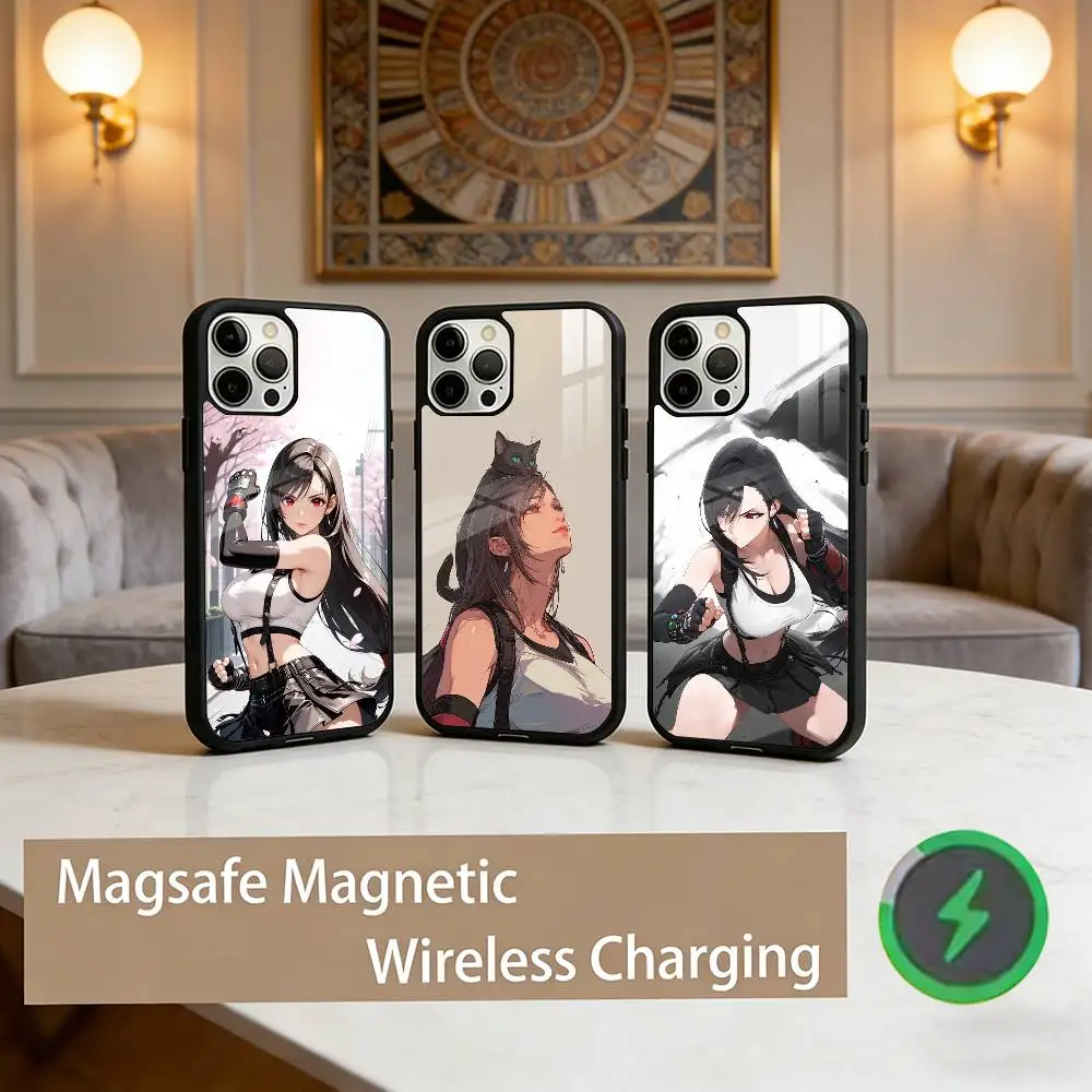 

Game FF T-Tifa L-Lockhart-S Phone Case For iPhone17,16,15,14,13,12,11 Plus,Pro Max Magnetic For Magsafe Wireless Charging