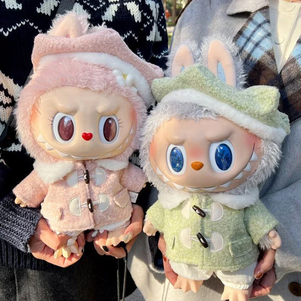 For 38 CM LABUBU/MOKOKO vinyl plush doll spring wild summer autumn and winter tweed coat set for labubu outfit decoration