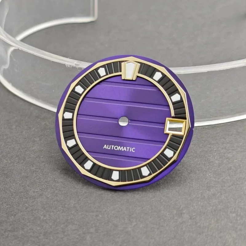 28.5mm No Logo Sunray Dial Fit NH35 Automatic Movement C3 Green Luminous For VANAC Watch Modification Accessories  Custom Logo