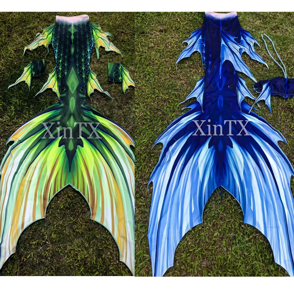 Green Mermaid Tail Adult Swimwear Original Design Big Tail for Men Women Swimming Underwater Photography HD Print Tail Skins