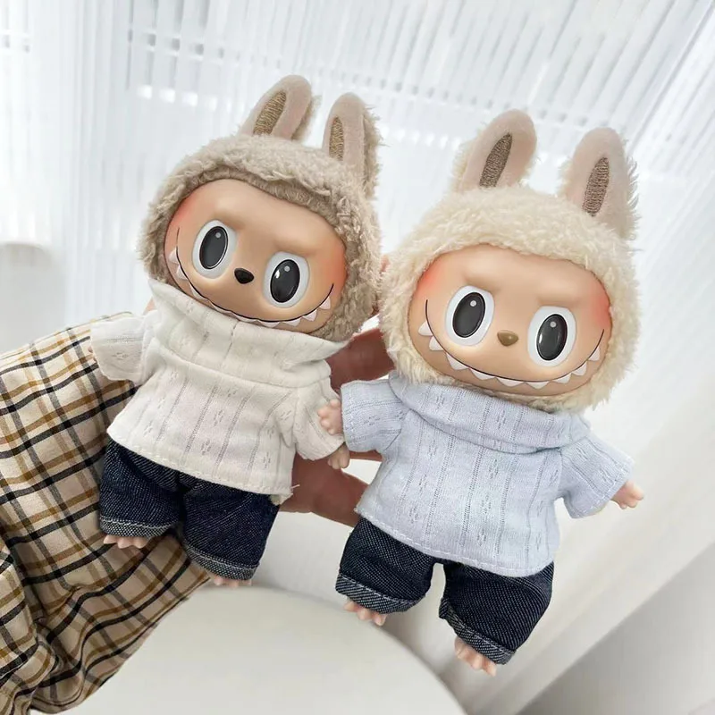 

4 Styles 17cm Labubu Doll Clothes Hoodies Doll Fashion Korea Kpop Exo Labubu Jumpsuit DIY Girl Gift Accessories Cute Clothes