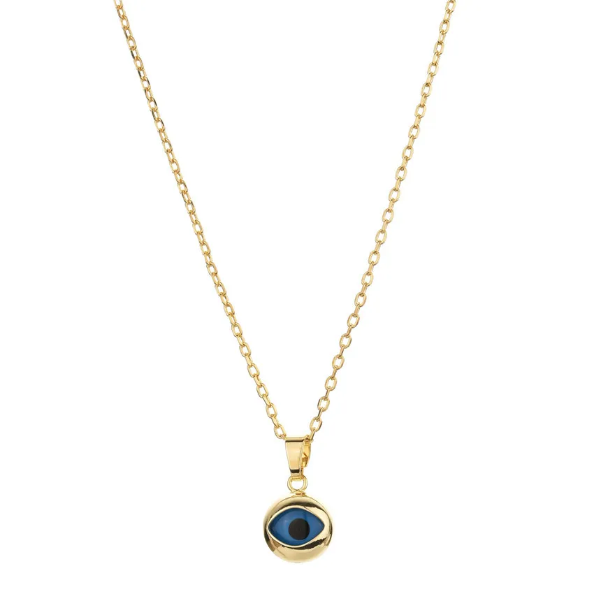 

2022 New Fashion Women Retro circular coloured glaze Evil Eye pendant Necklace Women Punk party Evil Eye Pendant Necklace jewerl