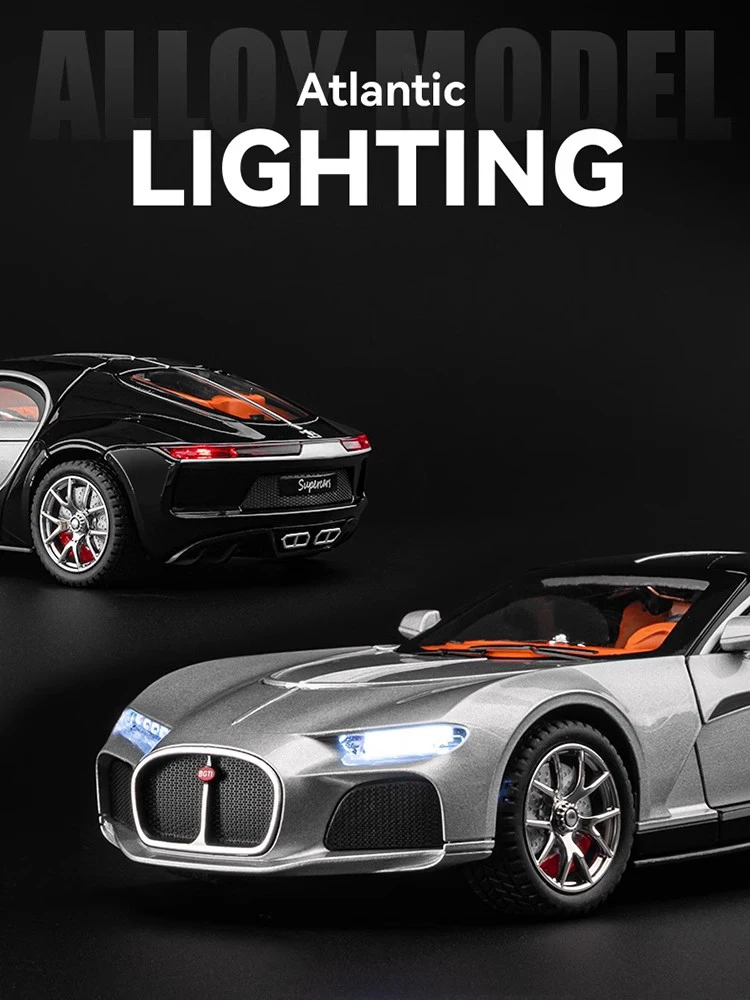 Neue 1:24 Atlantic Legierung Auto Modell Simulation Sound Und Licht Zurückziehen Spielzeug Auto Metall Sport Auto Jungen Sammlung Ornamente Geschenk