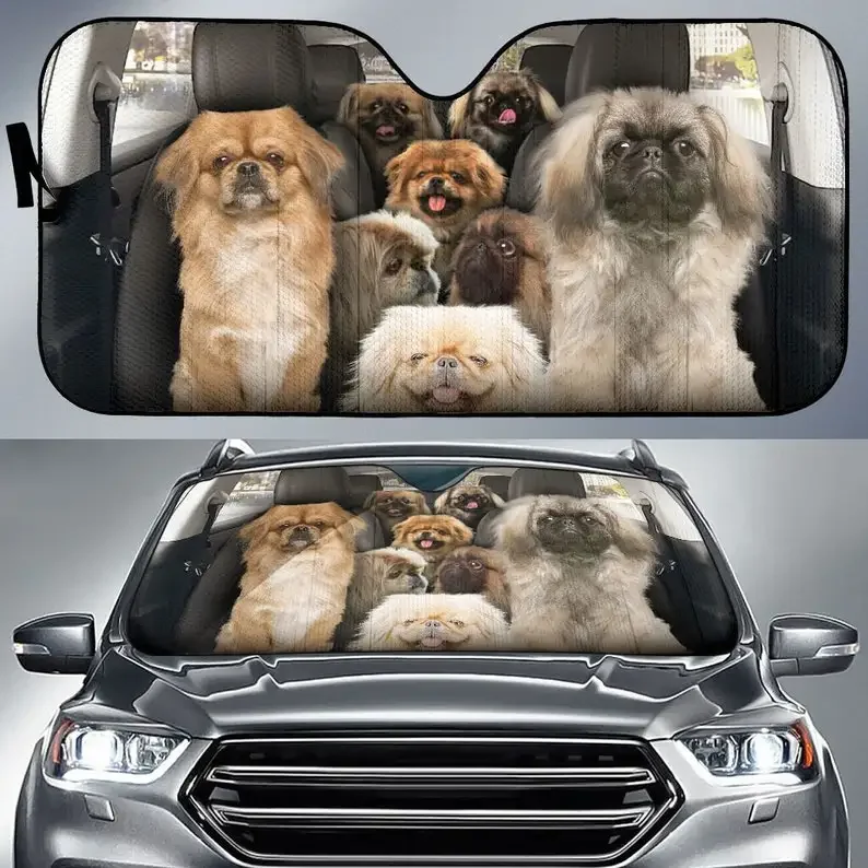 Pekingese Car Sunshade Windshield Sunshield Custom Gift Personalized Sunshade Animal Shading Car Front Windshield Sunshade