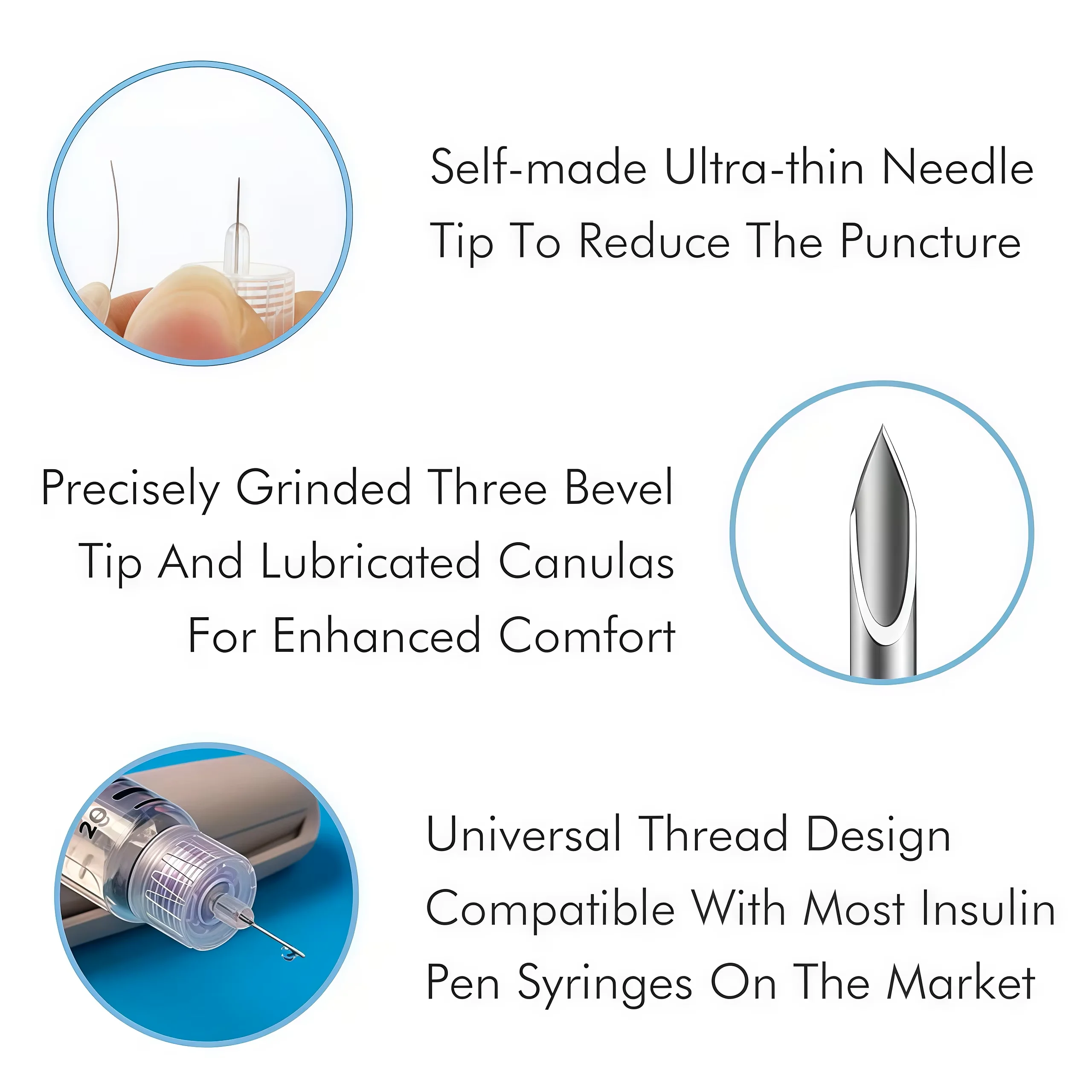 500/300/100pcs BOX 31G 32G Insulin Pen Needles 4mm 5mm 6mm 8mm Universal Disposable Thin Wall Comfortable Tip Widely Compatible