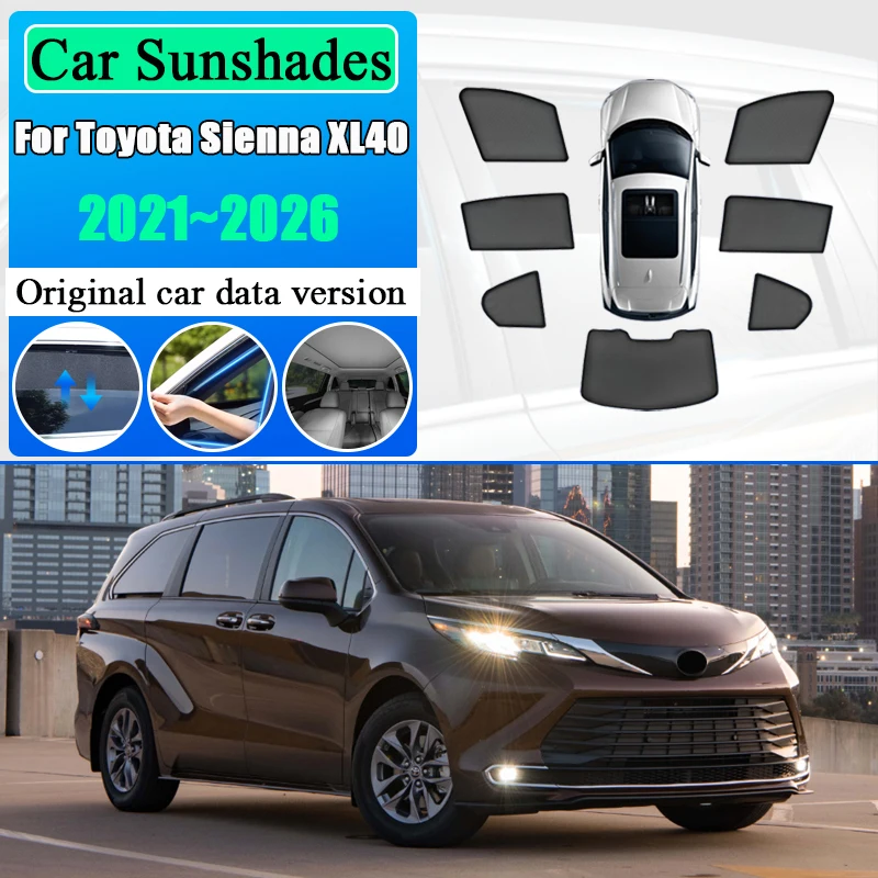 Parasol para Ventana de Coche Toyota Sienna XL40 2021 2022 2023 2024 2025 2026, Aislamiento Térmico, Protección UV y de Privacidad, Accesorios para Auto