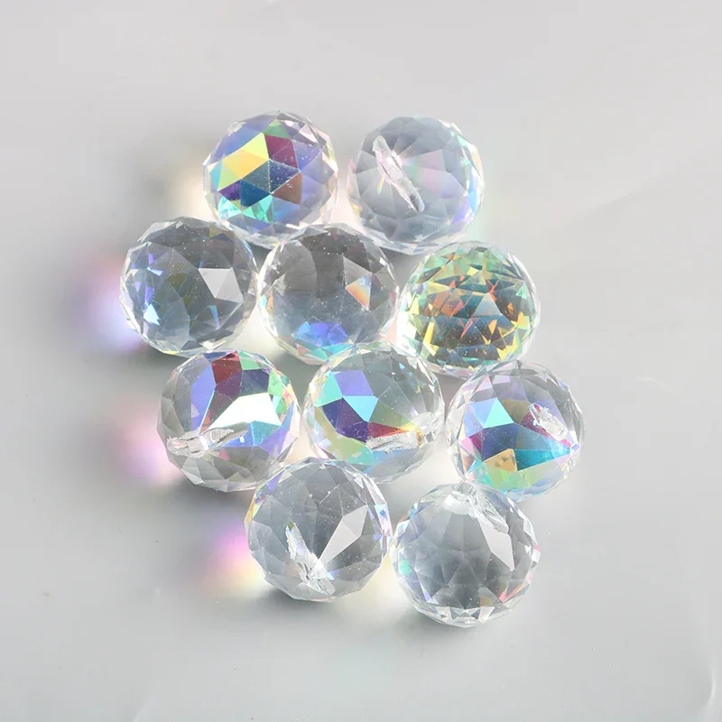 10pcs 20mm AB Crystal Ball Prism Suncatcher for Windows Hanging Clear Glass Crystal Sun Catcher Beads Pendants for Indoor Window