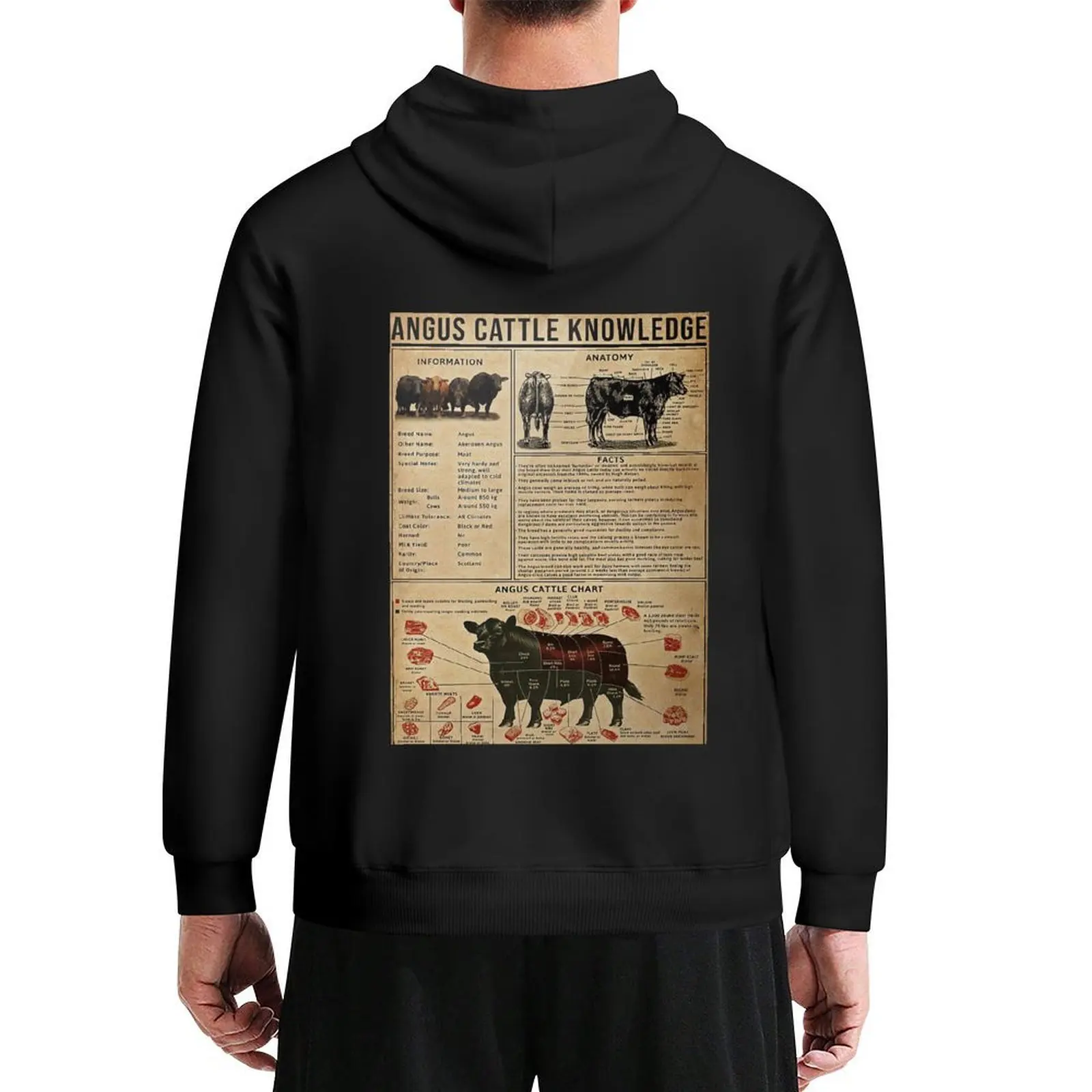 

Angus Cattle Knowledge Poster Hoodie men's clothing autumn new products men clothing autumn clothes men's hoodies