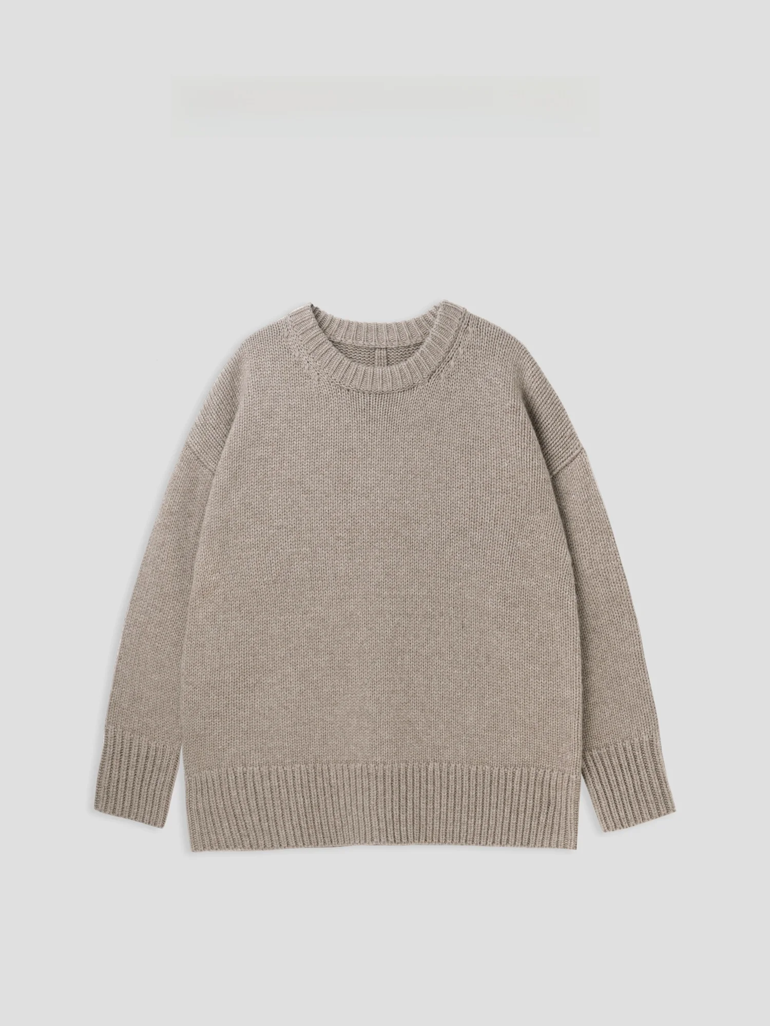 

RomStudio Классический утепленный свитер из смесовой шерсти свободного кроя с круглым вырезом, светло-бежевый, осенне-зимний, женский, модный, высококачественный трикотаж