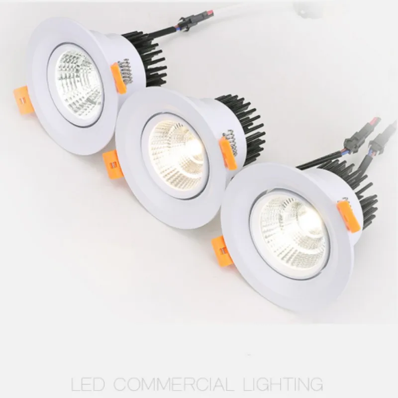 Downlight redondo incorporado dimmable LED 3W 5W 7W 9W 12W 15W 18W COB holofotes do teto AC85-265V