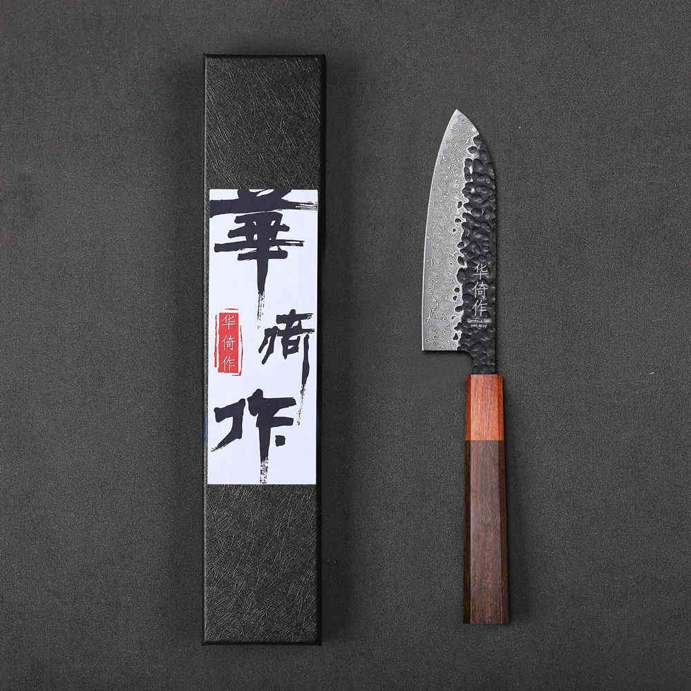 

5" Japanese Classic Hand Forged Santoku Knife Damascus Steel Professional Chef Knives Kitchen Utility Sharp Cleaver Cooking Tool