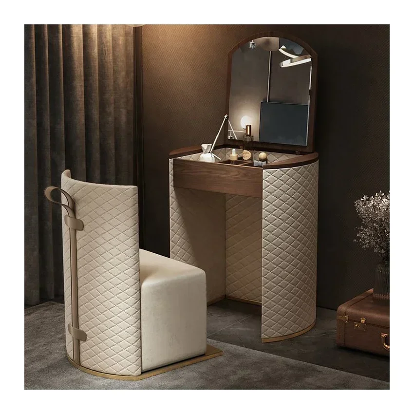 Makeup Vanity PU Leather Modern Simple Design Bedroom Furniture Sectional High end Dressing Table