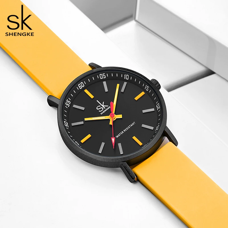 SHENGKE Women Fashion Silicone Strap Watches New Clock For Woman SK Quartz Wristwatches Original Ladies Watch Relogio Feminino