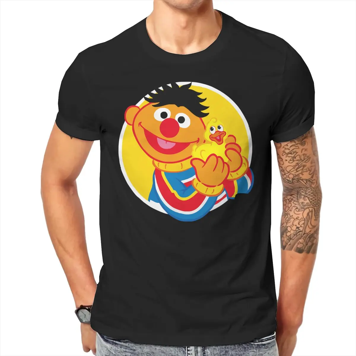 Men Sesame Streets T-Shirt Crewneck Cotton Style Ernie Hipster Ofertas O Neck Graphic Tshirt