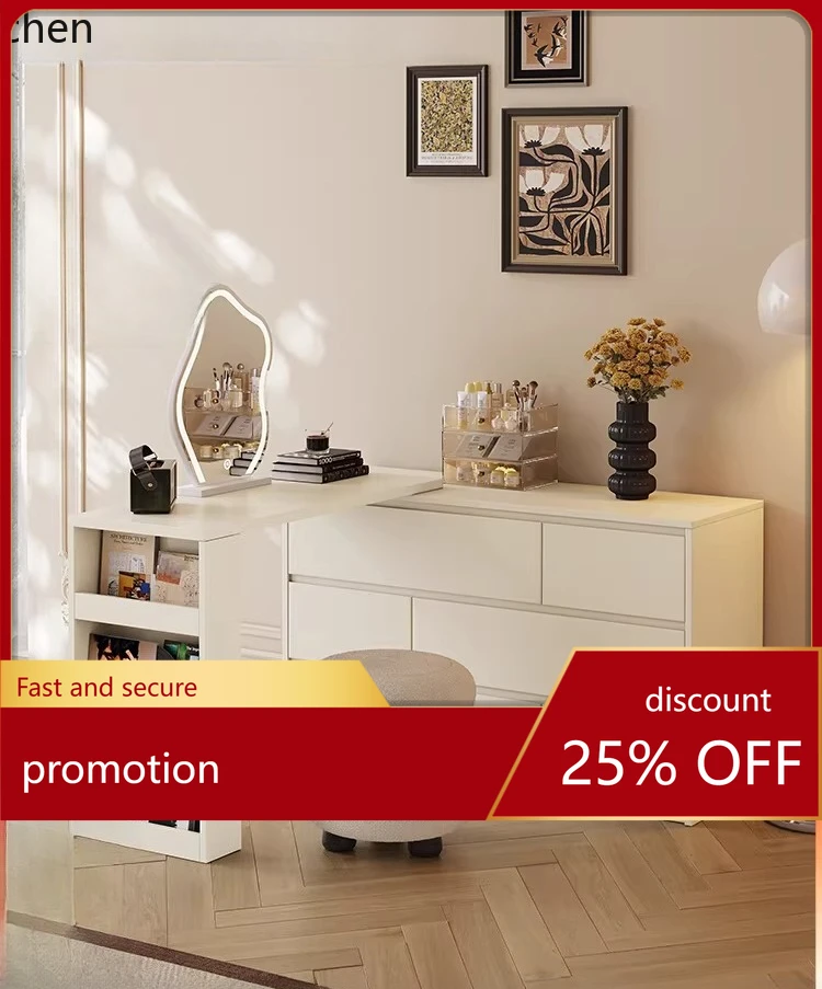 HT Custom Oak Makeup Table Dressing Table High-End Master Bedroom Maternity Grade Storage Cabinet Chest of Drawers