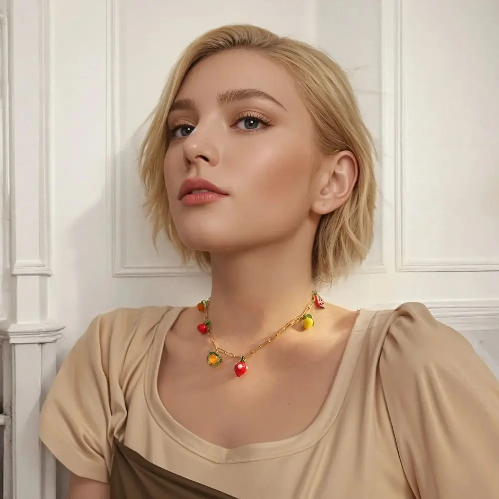 달콤한 스테인레스 스틸 과일 참 목걸이 레드 저자극성 체리 펜던트 목걸이 도파민 목걸이 쥬얼리 선물