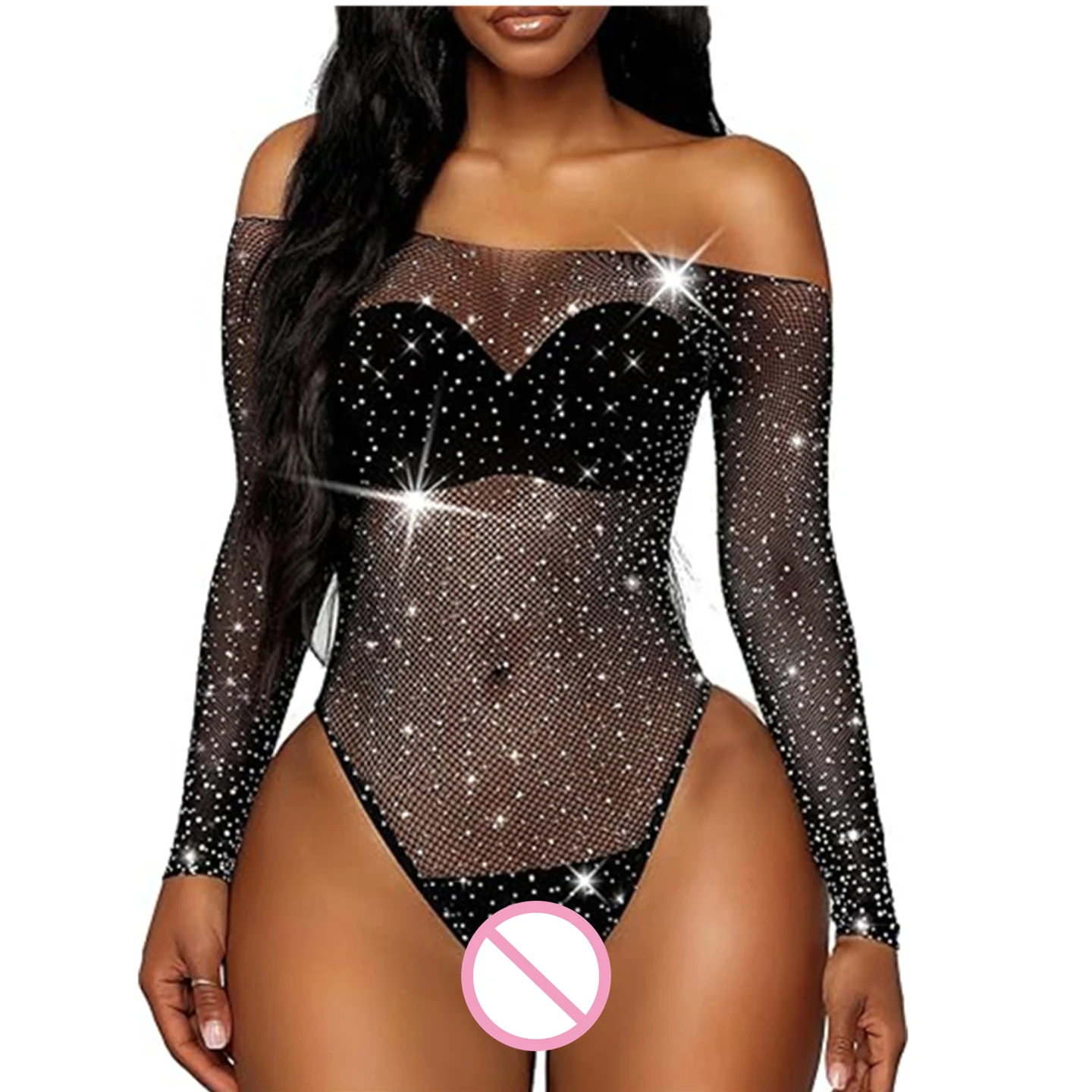 Sexy Lingerie Bodysuit Woman Diamonds Fishnet Body Underwear Sexy Stockings Erotic Porn Costume Transparent Mesh Sex Bodysuits