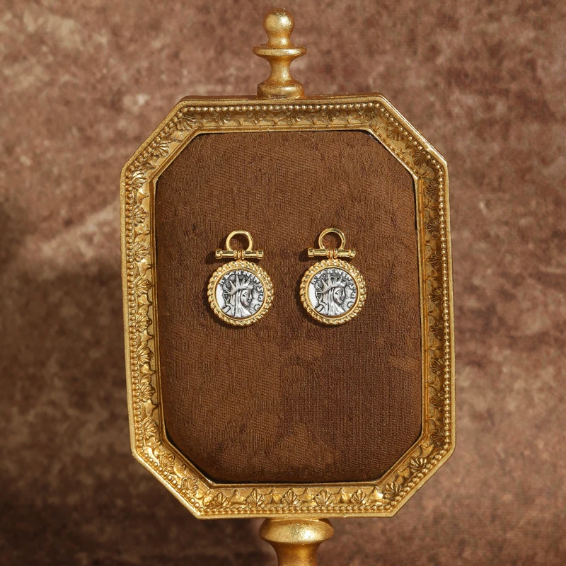 Vintage Statue Of Liberty Retro Coin Drop Earrings For Women Dangle Antique Gold Color Charm 2026 New Rhinestone Trends Gift