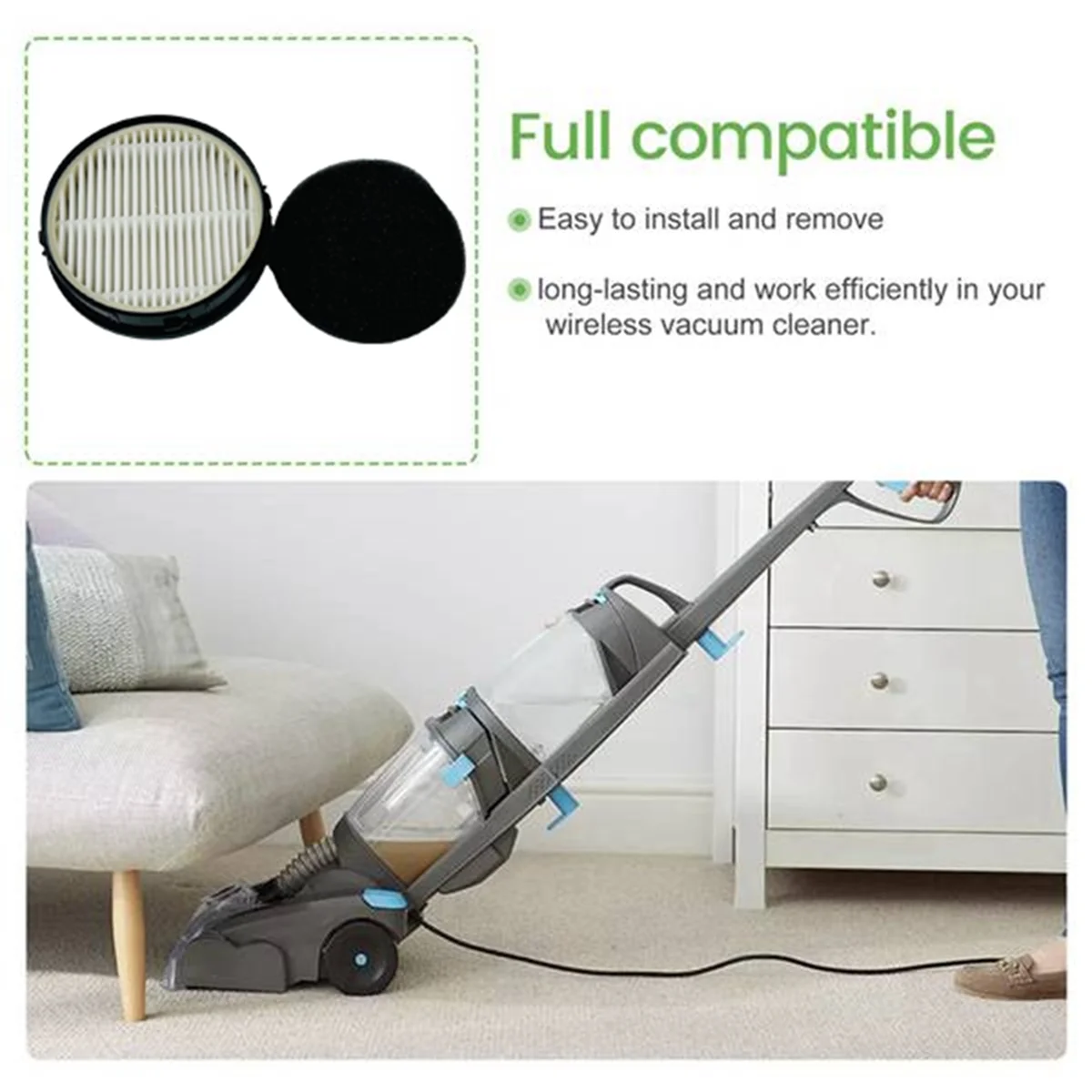 FZFZ 2 PCS Acessórios de filtro de aspirador de pó para V11 Acessórios de aspirador de pó Peças de reposição