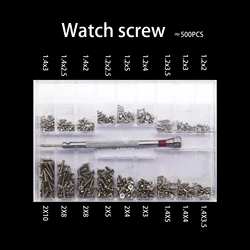 ≈500PCS specification screw repair tool black screw box watch maintenance screw cross Small screw