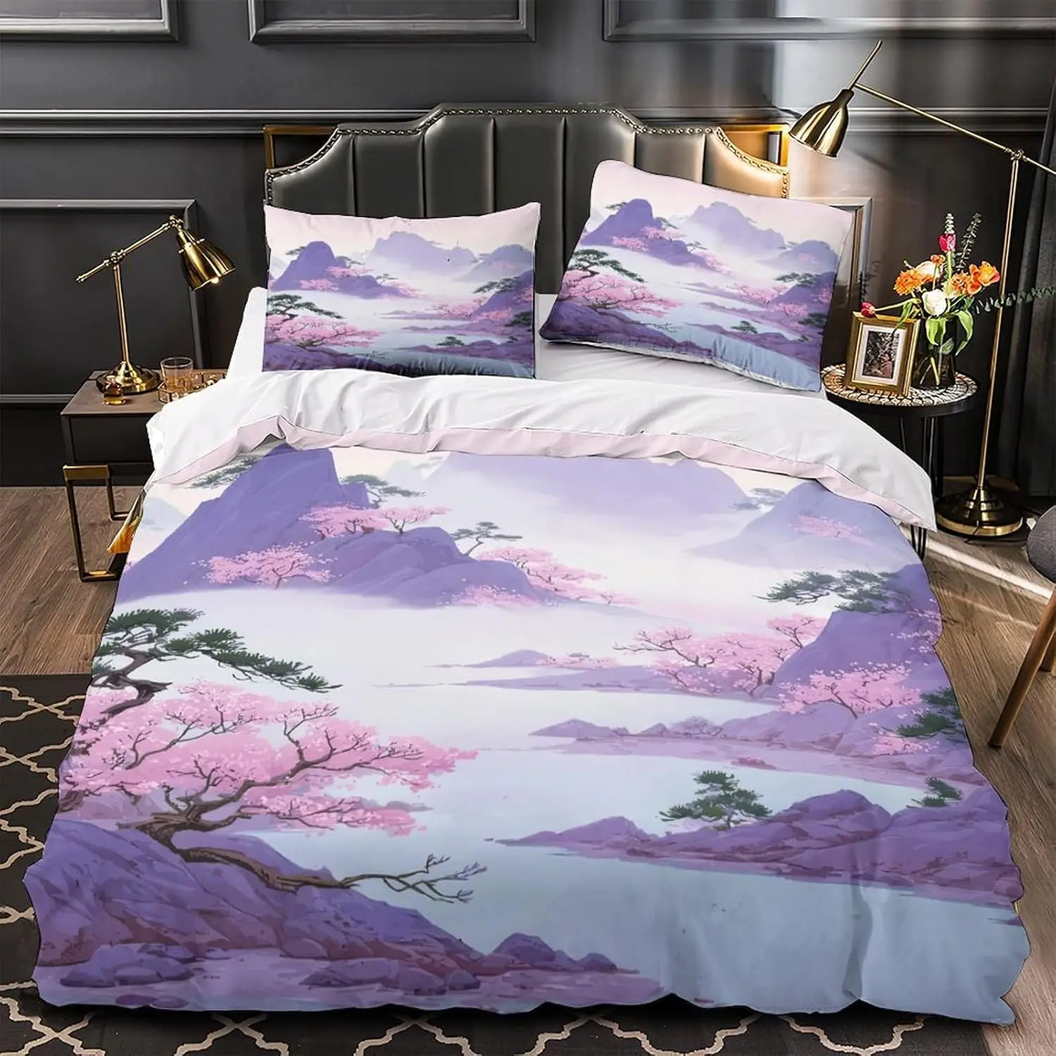 Japanese Anime Spring Landscape Duvet Cover Set 140x200cm With 1 Pillowcase 3D Print Scenery Comforter Cover