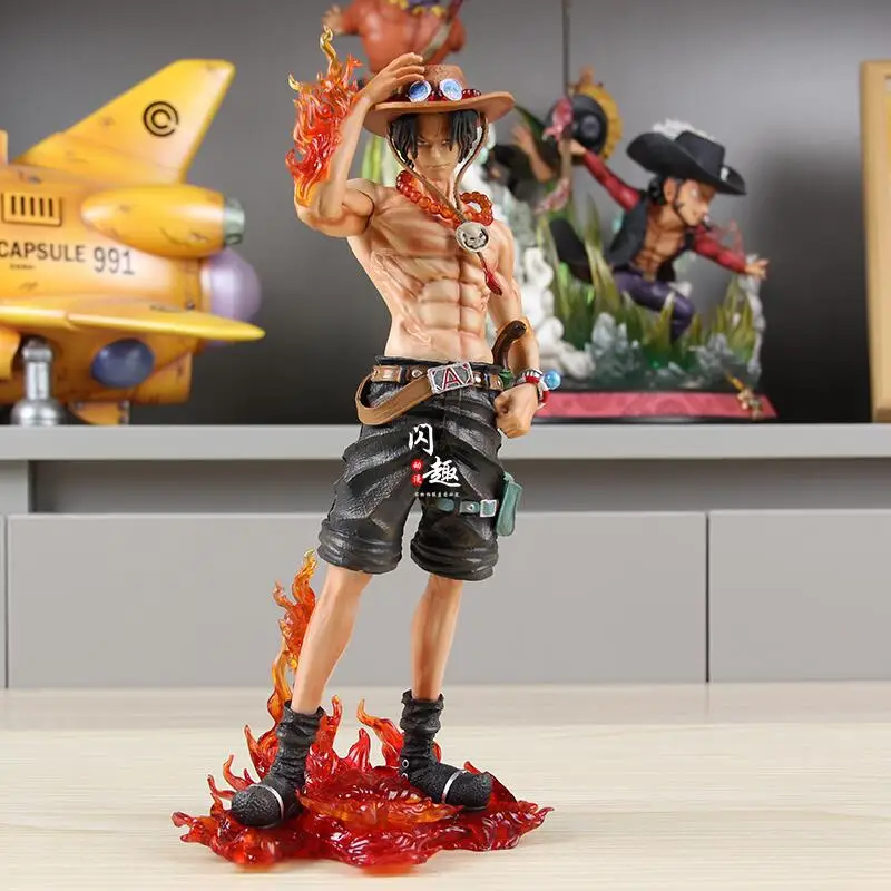 

New 25cm One Piece Ace Anime Figure Portgas D Ace Figures Action Figures Gk Figurine Pvc Flame Ace Statue Model Toy Gifts
