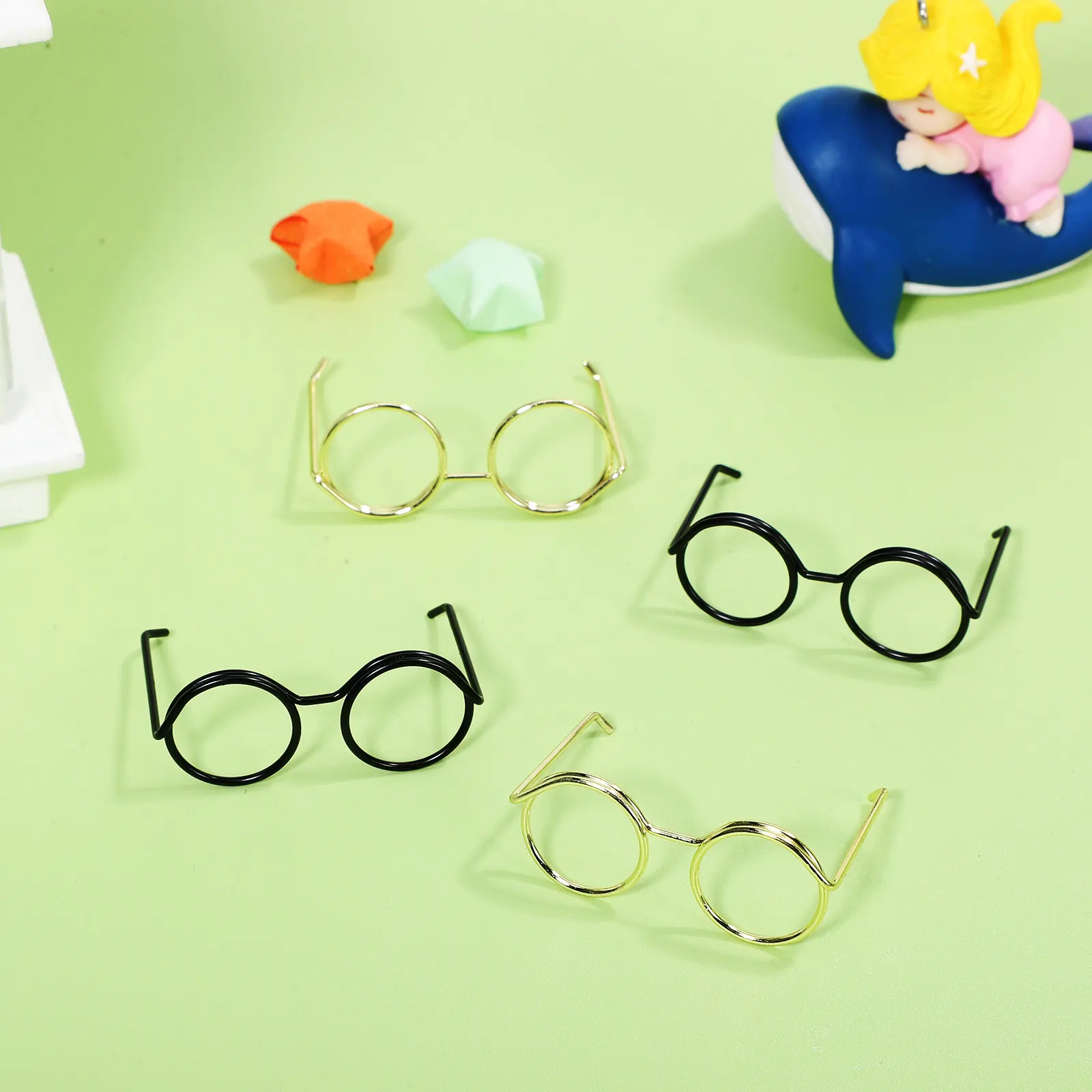 20Pcs Mini Eyeglass Frames for Metal Wire Rim Glasses Accessories Colorful Stylish Photo Props Glasses