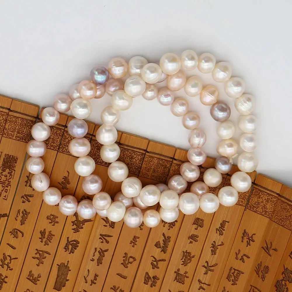 

Round Natural Freshwater Screw Pearl Bracelet Baroque Pearl Loose Bead Beaded Jewelry Elegant Woman Outfit Essentials 8-9mm