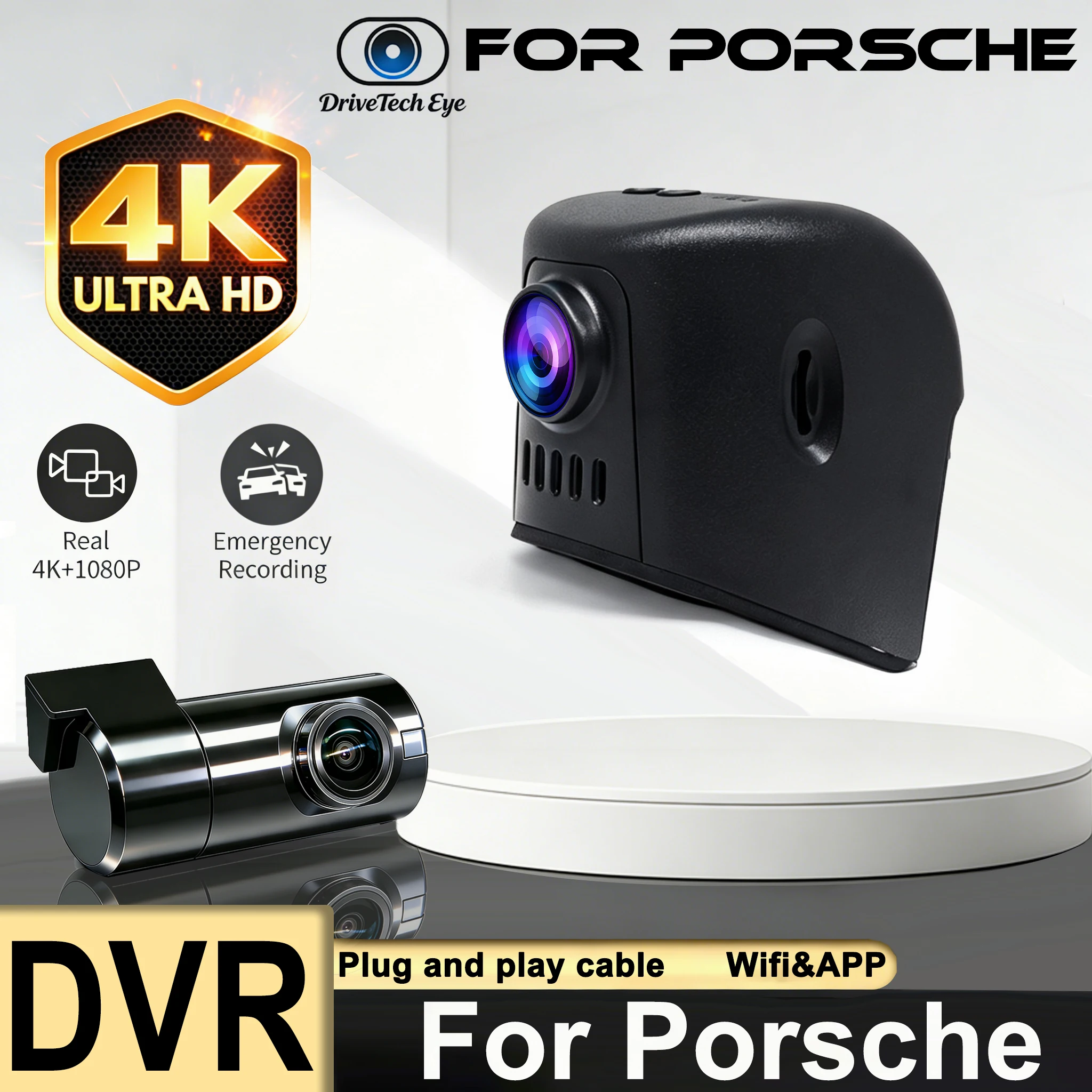UHD 2160P Dash Cam Camera Car DVR For Porsche 911 991 For Porsche Panamera 970 Cayenne 958 For Porsche 718 982 982c Macan 95B
