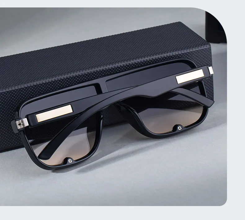Polarisierte Klassische Quadratische Sonnenbrille für Herren mit Großem Rahmen 2026 Luxusmarke Punk Shield Goggle Sonnenbrille für Männer UV400 Eyewear Shades – Detail 5