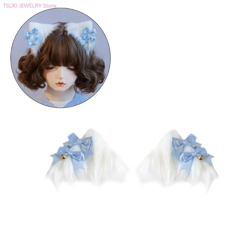 62KE Furry Hair Clip Animation Animal Ear Perpins Girls Side Pins Cosplay Adder