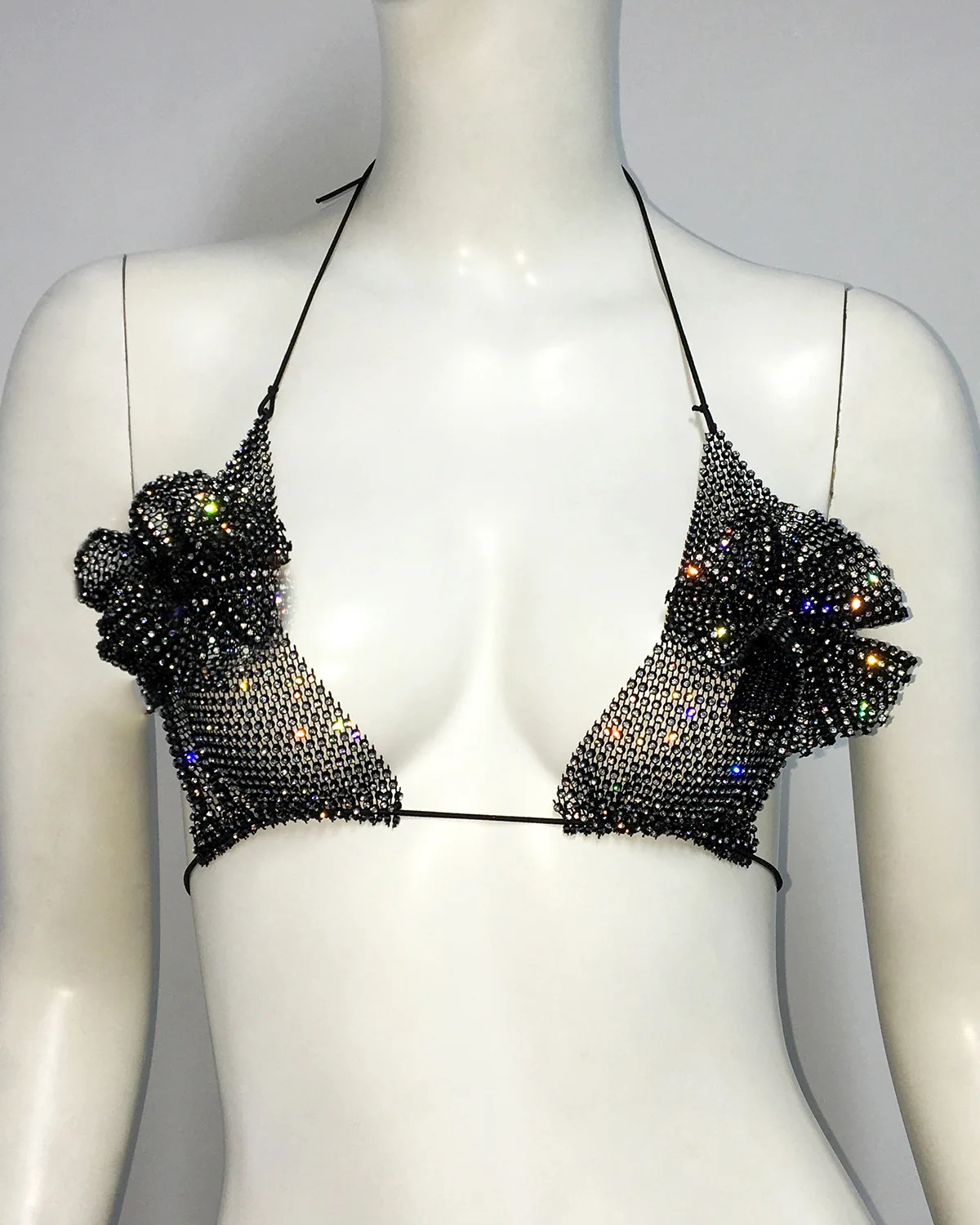 Design Oriented Women's Fashion Rhinestone Rose Bra With Small Suspender, Sexy Spicy Girl, High-End Top