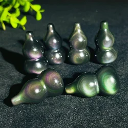 Natural Rainbow Obsidian Gourd Carving with Enchanting Gorgeous Color Perfect for Jewelry Making Protective Energy Home Decor