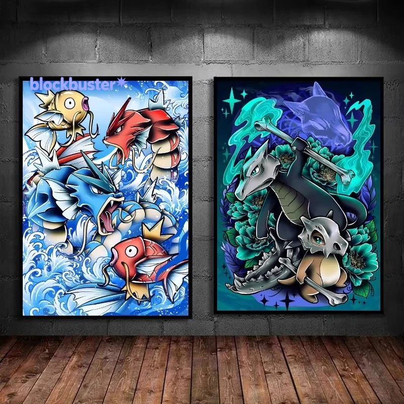 Kit de Pintura de Diamantes DIY Pokémon Gyarados y Cubone, Sin Marco, Mosaico Brillante, Manualidades, Decoración Mural