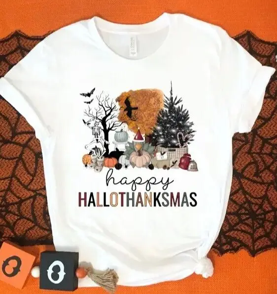 Happy Hallothanksmas Shirt, Happy Halloween Thanksgiving Christmas Shirt