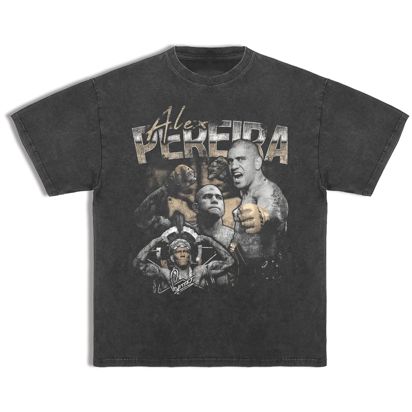 

UFC Mixed martial Arts MMA boxing retro UFC stars short-sleeved T-shirt High Street washed pure cotton top American style