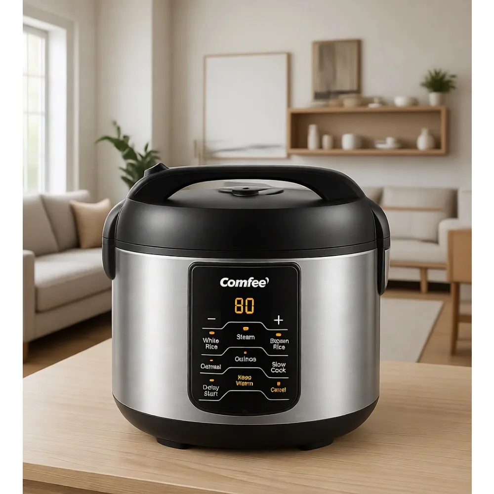 Compact 6 in 1 Multi Cooker 2QT 8C Cooked 6 One Touch Programs for Rice Quinoa Oatmeal Steam Sauté Warm