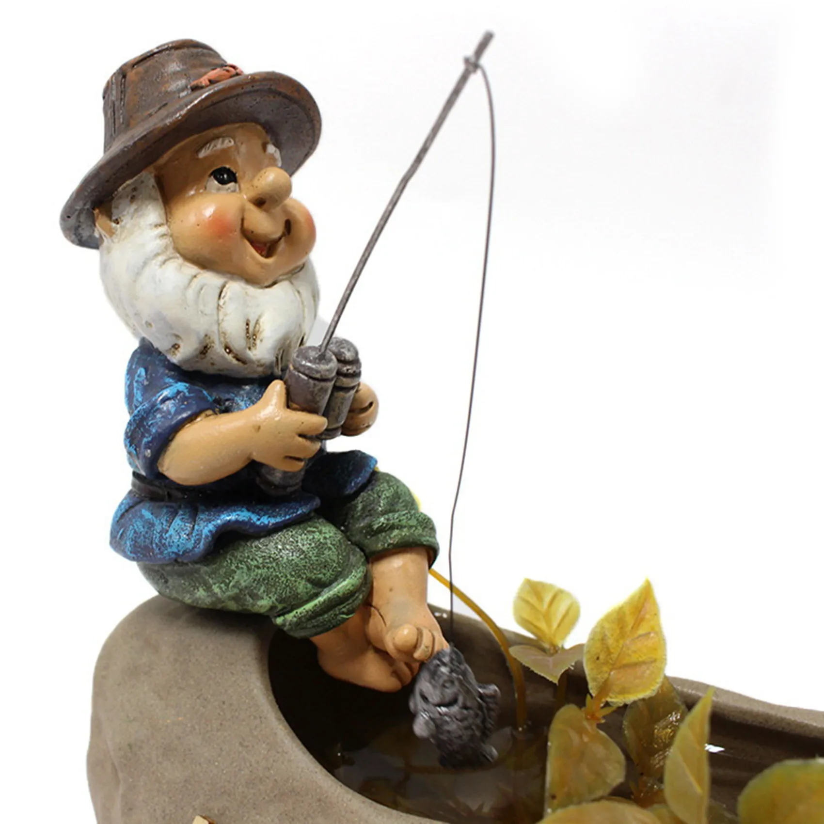 

M15kgarden Gnome Statue Resin Fishing Dwarf Elf Statue Outdoor Pastoral Landscape Ornaments For Garden Yard Lawn Decor