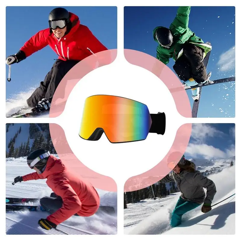 Large Frame Ski Goggles Double Layer Windproof Ski Goggles Anti-Collision Anti-Glare Lens Outdoor Sport Snow Snowboard Anti-fog