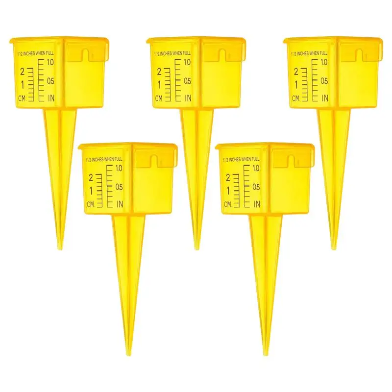 Rain Measuring Gauge Translucent Rain Meters With Stake Portable Sprinkler Gauge 5 PCS Rainfall Measuring Tool For Garden