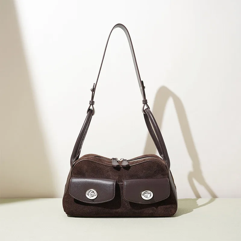

Simple Vintage Shoulder Bag Niche Design Tote New Suede Frosted Large-capacity Crossbody Bag Fashionable Versatile Commuter Bags