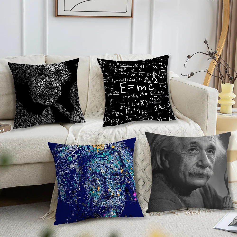 Art Albert E-Einstein M-Math Pillow Case Square Cushion Room Bedroom Headboard Sofa Living Backrest Car Accessories Nap Time