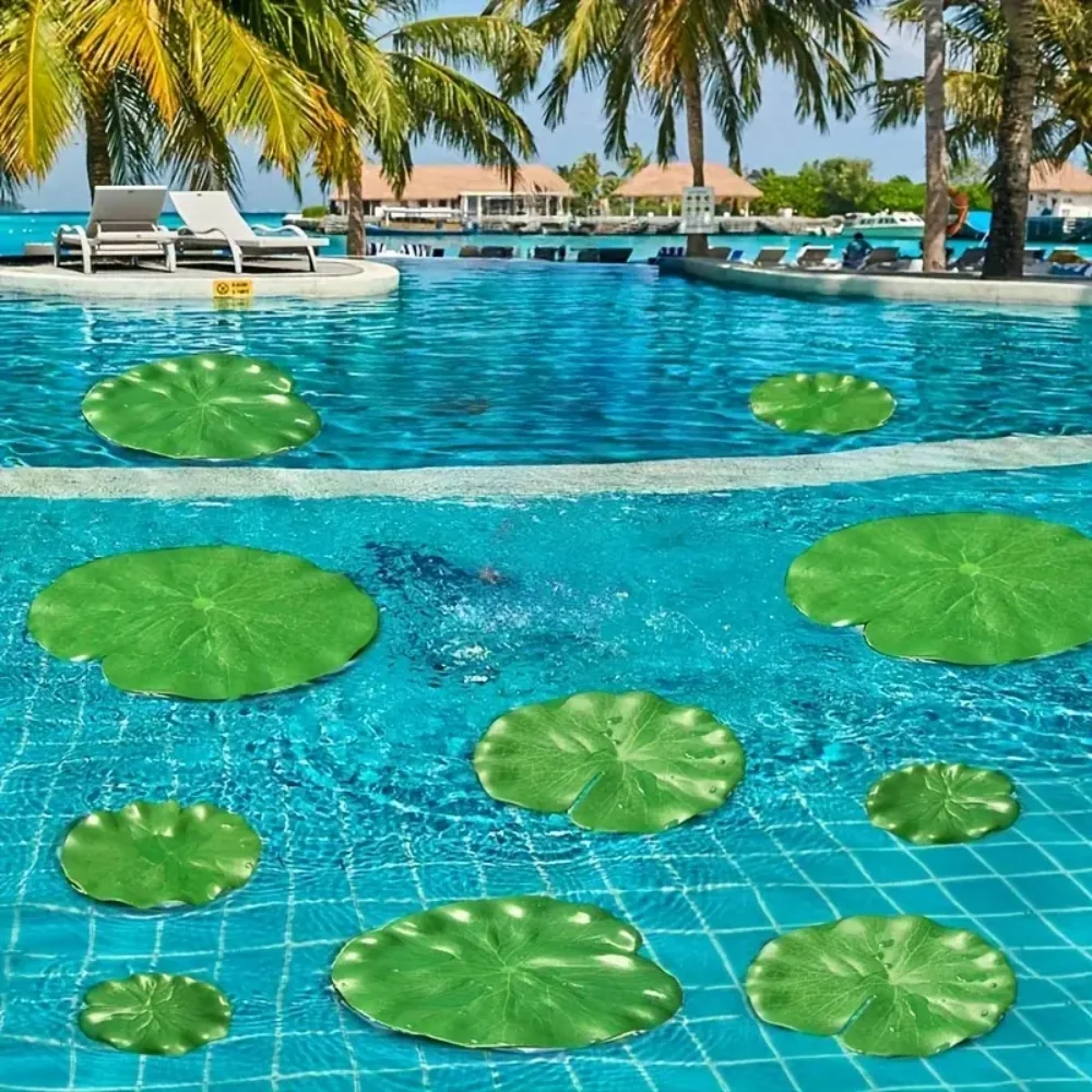 10PCS EVA Artificial Water Lilies - Lotus Leaves - Suitable for Pond, Aquarium - Fish Pond and Terrace Decoration