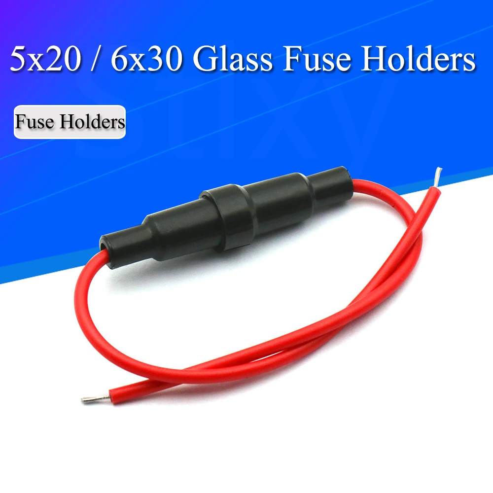 5PCS 5*20MM/6*30MM Glass Tube Fuse Holder Screw Type Quick Blow 5X20MM Fuses with 22 AWG Wire 250V for Car