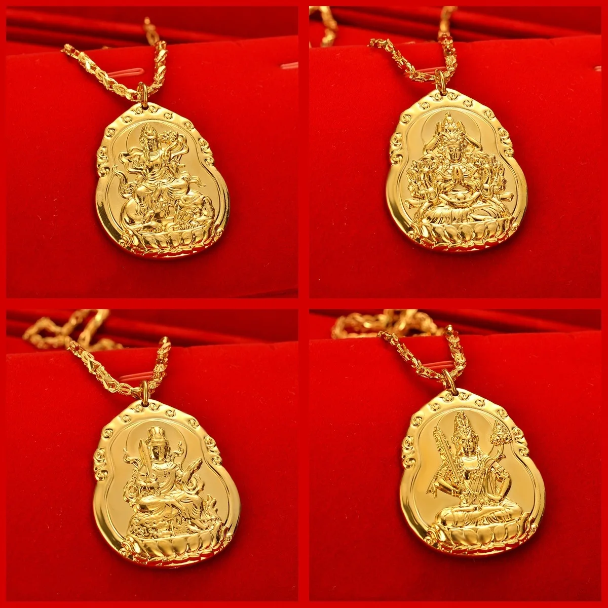 AU999 Gold Guanyin Buddha Amulet Pendant 24K Pure Gold Mens and Womens Clavicle Chain Gold Store Necklace Gift Jewelry