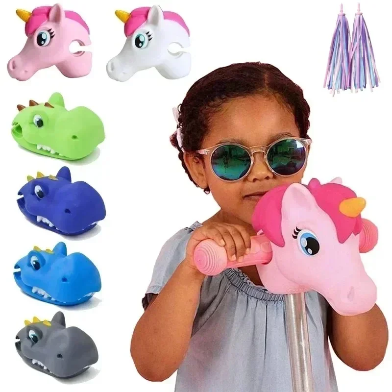 Manillar de unicornio para patinete para niños, cabeza de bicicleta, caballo de juguete, accesorios para bicicleta, manillar, regalos de cumpleaños, 1 ud.