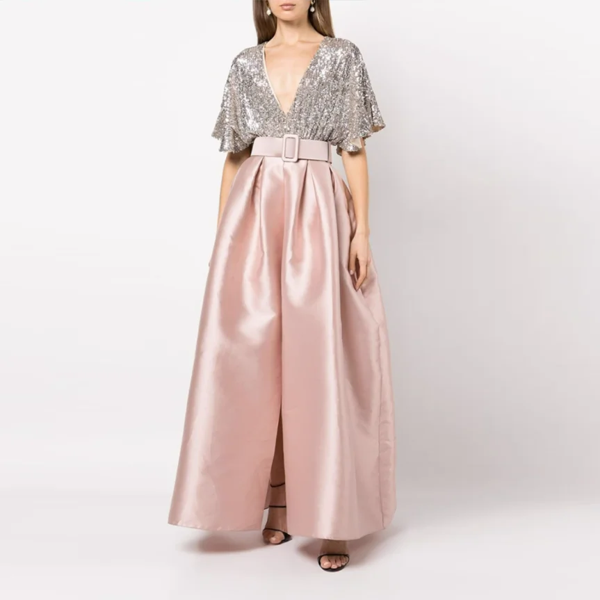 Blush Pink Zipper Style Long Skirt Satin Draped Floor Length Women Skirts Custom Made Wedding Wear Maxi Skirt