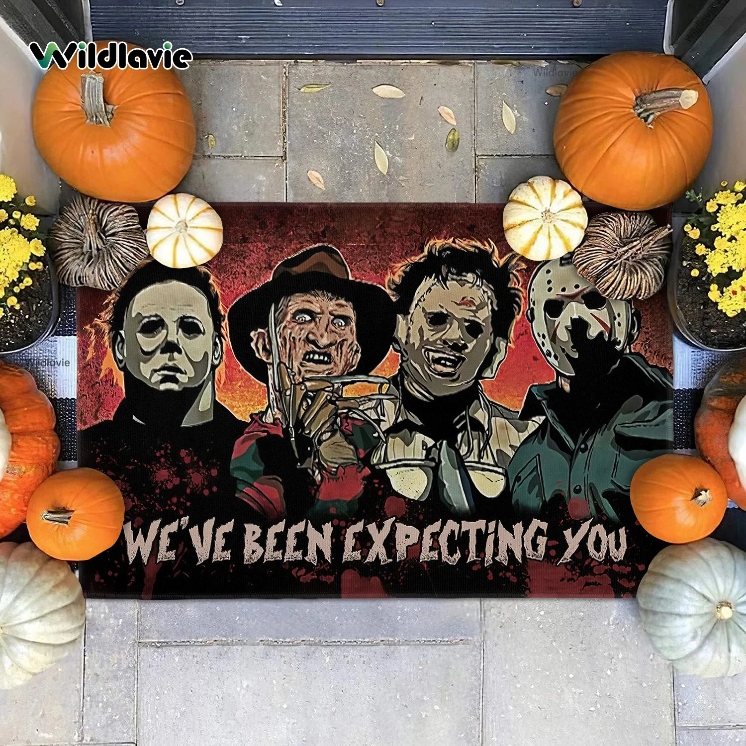 VIKAMA – tapis d'extérieur effrayant avec personnage de film, paillasson de bienvenue doux, pour salon, canapé, chambre à coucher, salle de bain