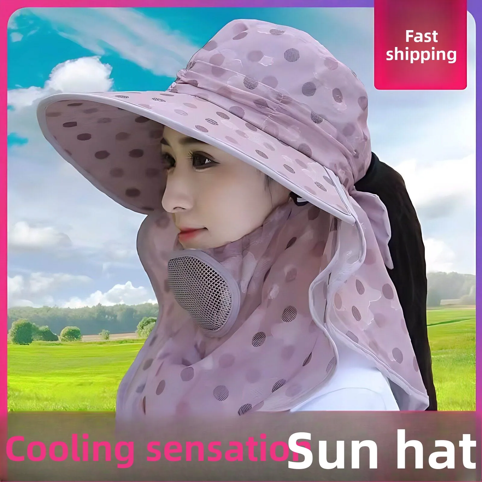 Women's Large Brim Sun Hat Spring Summer Outdoor Travel Tea Picking Dustproof UV Protection Hat Face Cover Neck Protection